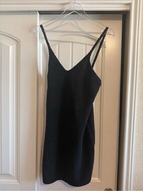 Victoria’s Secret Black Fuzzy Spaghetti Strap Sleep Dress